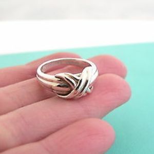 Tiffany & Co Silver Signature X Ring Band Sz 5.25 Rare Gift Love Infinity